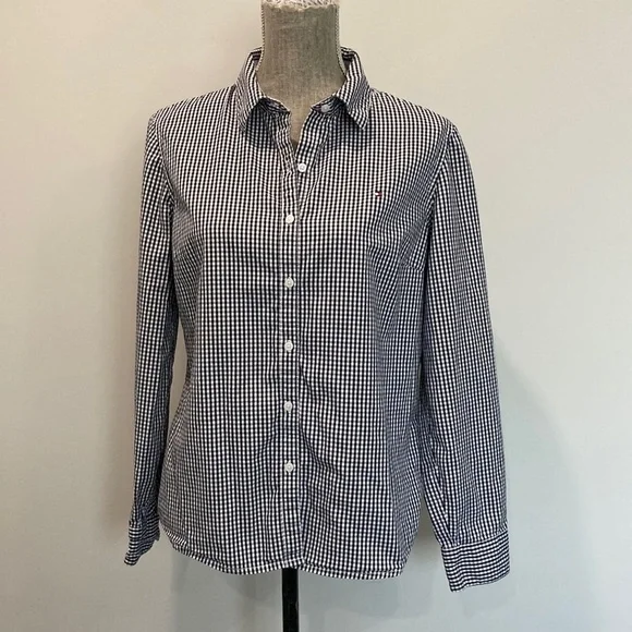 TOMMY Hilfiger Black Plaid  Button Down Shirt Large​​​ - Picture 3 of 13